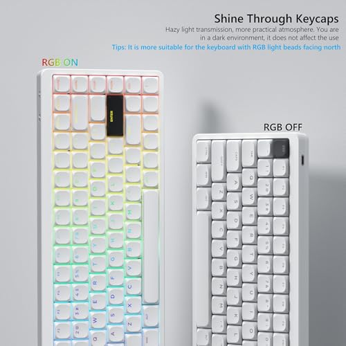 Womier Keycaps, Low Profile Keycaps, Shine Through Key caps Custom | PBT Keyboard Key caps for 60% 65% 75% 80% 100% Cherry Gateron MX Switches Mechanical Keyboard,White Backlight - color: White