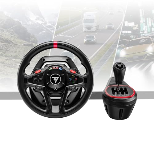 Thrustmaster T128 X Racing Wheel, Pedals & Shifter Bundle - XBOX & PC | Hybrid drive force feedback, 900-degree rotation, racing pedals, 7-speed gearbox, magnetic paddles, for driving and farm sims - style: T128X & Shifter Pack
