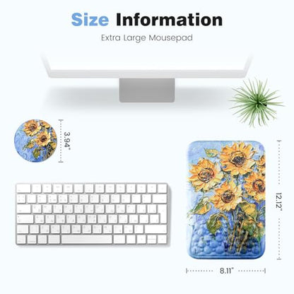 Ospelelf Mouse Pad with Wrist Rest Ergonomic Comfortable Pain Relief Mousepad Wrist Support for Computer Sunflower - color: Sunflower