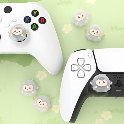 PlayVital Cute Thumb Grip Caps for ps5/ps5 Edge Controller, Joystick Caps for Switch 2 Pro/Switch Pro Controller, Thumbstick Cover for Xbox Series X/S, Elite Series 2, Xbox One - Fuzzy Sheep - color: Fuzzy Sheep