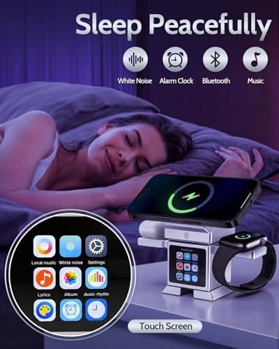 ModiTech 7 in 1 Wireless Charging Station for Apple-25W Qi2.2 Certified | Magnetic Magsafe Charger Stand for iPhone 17/16/15/14/13/12-Apple Watch-Airpods Series, Silver with Adapter - color: Silver