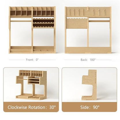 Wooden Model Kit Organizer Rack with MDF Material, Paint Rack, Screwdriver/Brush Holder, For Tamiya Paints and Tools, GK1