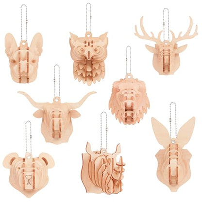 3D Wooden Puzzles for Kids, 8 Pcs Animal Assembly Model Wood Arts and Craft Puzzles Set, No-Glue DIY Delicate Pendant STEM Toys for Boys Girls Ages 6+, Educational Birthday Gift, Party Favors - style: 3D-Birds