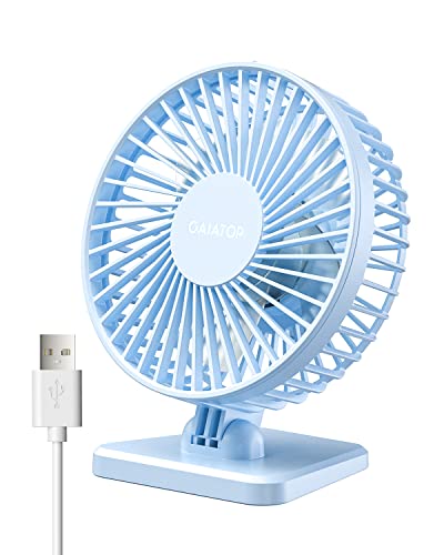 Gaiatop USB Desk Fan, Small But Powerful, Personal Portable Quiet 3 Speeds, Adjustable Mini Table Desktop fan for Cooling Home Office Car Summer Travel Gifts Light blue - color: Light blue