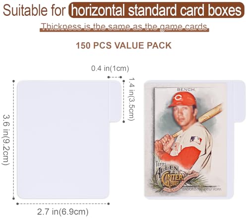 Trading Card Dividers for Standard Card Storage Boxes, 150PCS Paper Divider Cards for Baseball/MTG/TCG/Sports/Game Cards Organizer, Horizontal