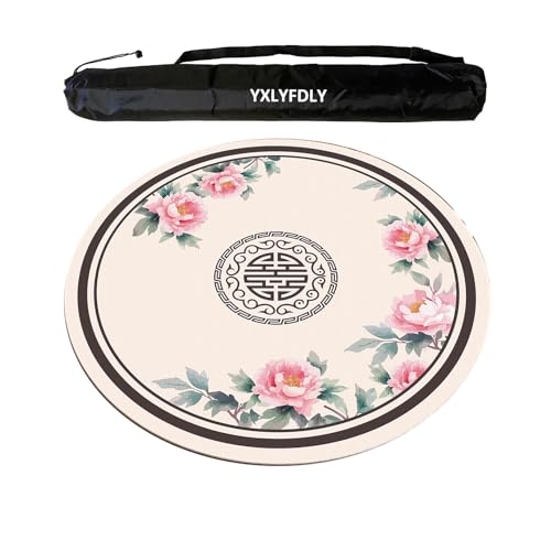 Round Mahjong Mat Silent and Noise Reduction Mahjong Tablecloth with Rubber Backing Large Play Mat for Poker, Card, Board, Tile Games(Creamy,80cm/31.49in) - color: Creamy, size: 80cm/31.49in