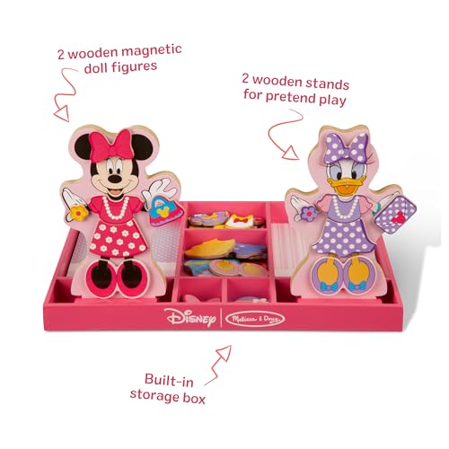 Melissa & Doug Disney Minnie Mouse & Daisy Duck Magnetic Dress-Up Wooden Dolls – Pretend Play Set (40+ pcs) Minnie Mouse Toys, Disney Dress Up Dolls for Preschoolers & Kids Ages 3+ - size: 1.13 x 13.5 x 11.13 inches, style: Minnie & Daisy
