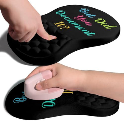 Ergonomic Joint Wrist Support Mouse Pad with Memory Foam Cushion Massage Bump, Carpal Tunnel Pain Relief Mousepad Slope Design for Wrist Rest, 11.8x7.9 in, But Did You Document It - color: But Did You Document It