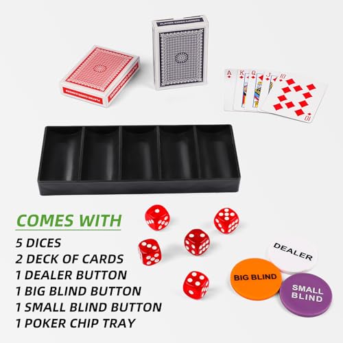 Homwom Poker Chip Travel Set, 100PCS 5 Color Professional Poker Chips in Cardboard Gift Box, 11.5 Gram Clay Composite Casino Poker Chips for Casino Card Games Texas Holdem Blackjack - style: 100pcs