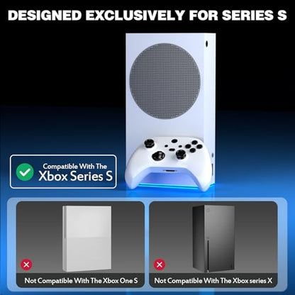 Wall Mount Kit with Detachable 2 Controller Holder & 1 Headphone Hanger & Dust Plugs Net Kits, Metal Wall Mount Stand Compatible with Xbox Series S, Black - color: Black