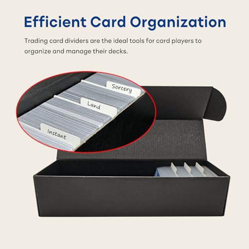 Fageverld Trading Card Storage Box with Dividers, 10 Count Cardboard Collector Boxes for Sports Baseball Mtg, Black