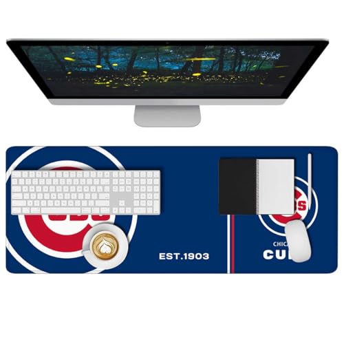 Baseball Mouse Pad Extended Large Gaming Desk Pad 31.5 x 11.8 Inch, XL Mousepad Topographic Mouse Pad with Anti-Slip Rubber Base for Chicago Home Office - color: M-chicago