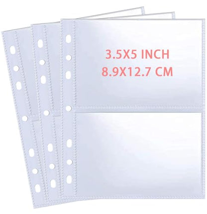30 Pack 120 Pockets 3.5x5 Photocard Sleeves for 6 Ring A5 Binder, Ultra-Clear Sleeves, Double-Sided 2 Pocket Pages, Top Loading Sheet Protector for Photos, Postcards, Seed Packets - color: 3.5x5" - 30 Pack 120 Pockets