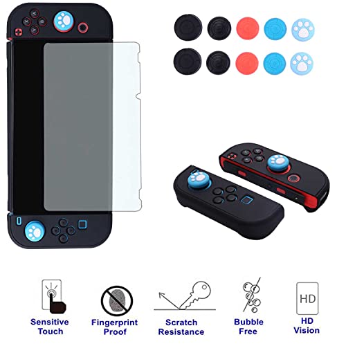 Dockable Case for Nintendo Switch - COMCOOL 3 in 1 Protective Cover Case for Nintendo Switch and Joy-Con Controller with Screen Protector and Thumb grips - Black - color: Black