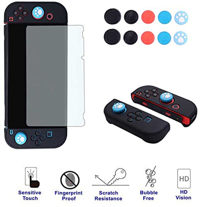 Dockable Case for Nintendo Switch - COMCOOL 3 in 1 Protective Cover Case for Nintendo Switch and Joy-Con Controller with Screen Protector and Thumb grips - Black - color: Black