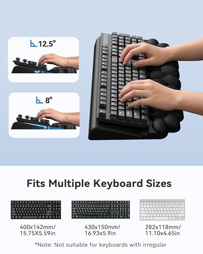 Cloud Wrist Rest for Keyboard and Mouse, Keyboard Riser Pad for Desktop | PU Leather, Non-slip, Ergonomic Angle Adjustable Arm Rest, Soft Wrist Support, Waterproof - color: Black