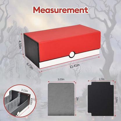 tombert TCG Card Storage Box, 1600+Capacity for MTG, YuGiOh, Sports Cards.Premium Box with 4 Dividers, 4 InsertCards & Strong Magnet Closure (2 Rows -White & Red) - size: 1600+