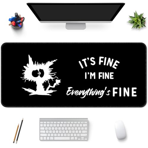 Desk Mat Pad,Large XXL Extended Mouse Pad Mat for Desktop Keyboard | 35''×15.6'' XXL Extended Gaming Mouse Pad with Non-slip Base Desk Matt Mousepad for Computer,Office,Keyboard and Laptop - color: A6-Black Cat
