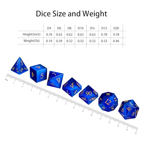 LUCKY-M Cat Eye DND Sets, Blue Gemstone Dice for Dungeons and Dragons, D&D Accessories RPG Dice MTG Tabletop Games Gift for Men (CE-Blue) - color: Ce-blue