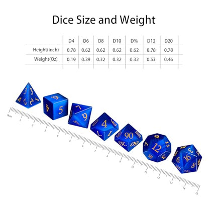 LUCKY-M Cat Eye DND Sets, Blue Gemstone Dice for Dungeons and Dragons, D&D Accessories RPG Dice MTG Tabletop Games Gift for Men (CE-Blue) - color: Ce-blue