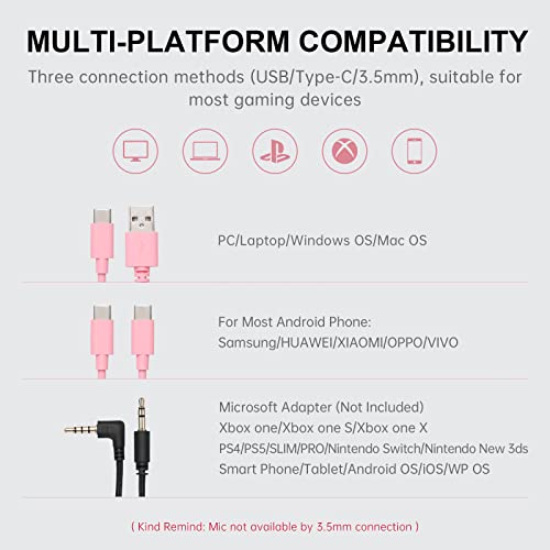 Edifier Hecate GX Hi-Res Gaming Headset for PS4/ PS5/ PC/Switch/Xbox Gamepad - USB/Type-C/3.5mm Wired Gaming Headphones with Microphone RGB Lighting - ENC Noise Cancelling - 50mm Driver (Pink)
