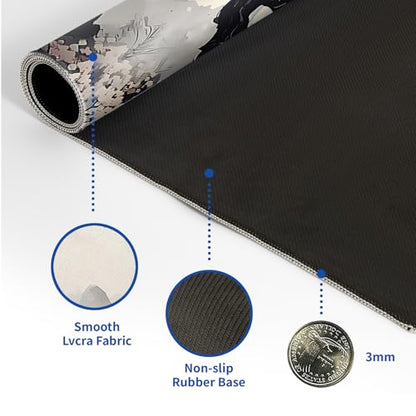 Japanese Mouse Pad, Large Japanese Desk Mat, XL Anime Gaming Keyboard Mat, Non-Slip Rubber Base, Big Extended Desk Protector for Office and Home, 31.5”x11.8” - color: Cherry Blossom