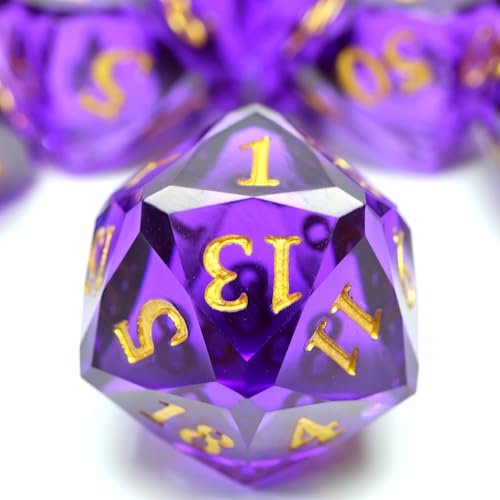 XENOLUX DND Dice Set Polyhedral Resin Dice with Softened Edges for Tabletop Role Playing Games, Deep Purple Diamond Cut Gemstone Shape Dice - RD Purple - color: Rd-purple