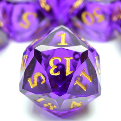 XENOLUX DND Dice Set Polyhedral Resin Dice with Softened Edges for Tabletop Role Playing Games, Deep Purple Diamond Cut Gemstone Shape Dice - RD Purple - color: Rd-purple