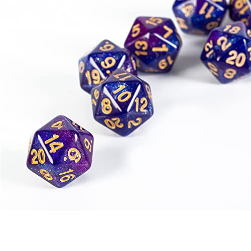 SmartDealsPro 10-Pack 20 Sided Dice D20 Polyhedral Dice for DND RPG MTG Table Game (Glitter Blue-Purple) - color: Glitter Blue-purple