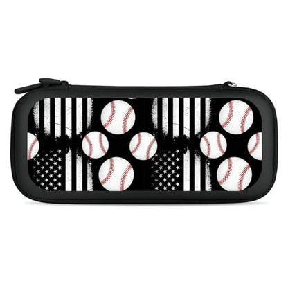 PPIKTC Travel Hard Shell Carrying Case for Switch, Shockproof Protective Storage Bag with 15 Game Cartridges, Baseball American Flag - color: Design (322)