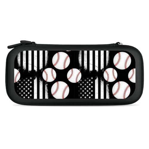 PPIKTC Travel Hard Shell Carrying Case for Switch, Shockproof Protective Storage Bag with 15 Game Cartridges, Baseball American Flag - color: Design (322)