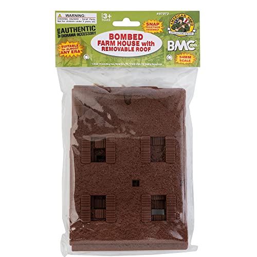 BMC WW2 Bombed French Farm House - Plastic Army Men Playset Accessory - color: Brown / Tan