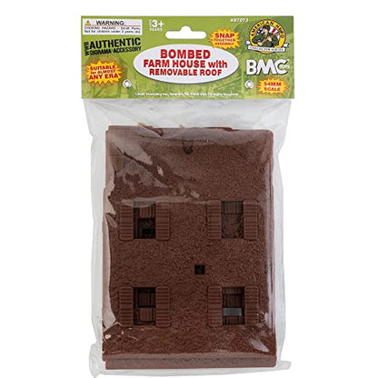 BMC WW2 Bombed French Farm House - Plastic Army Men Playset Accessory - color: Brown / Tan
