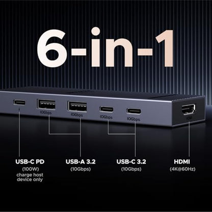 UGREEN Revodok Pro USB-C Hub 6 in 1 10Gbps 4K 60Hz HDMI | 100W PD charging, compatible with MacBook Neo/Pro/Air, iPad Pro, Thinkpad Rog Ally and More