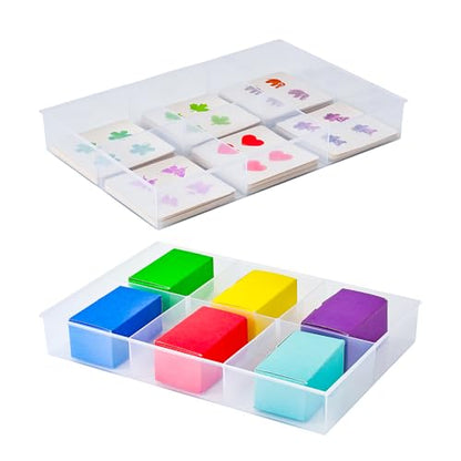 2 Pack Fixed 6 Grids Clear Plastic Organizer Sorting Tray with Large Compartment, Transparent Storage Divider Box Container Case for Hardware, Craft, Sewing Kit, Office Supplies, Small Parts - size: Fixed 6 Grids