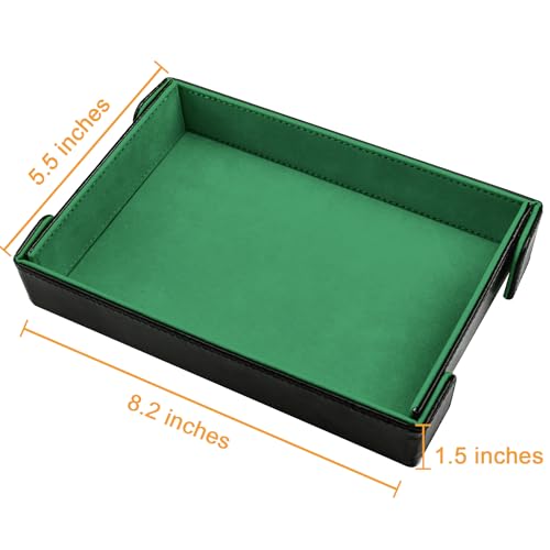 SIQUK Magnetic Folding Dice Tray Rectangle Dice Rolling Tray PU Leather Dice Trays Foldable Dice Holder Dice Rolling Mat Storage Box for D&D RPG Dice Games, Green - color: Green