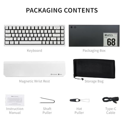 Hexgears X1 Pro Wireless Mechanica Keyboard, Tri-Mode Bluetooth/2.4G/USB-C, Hot-Swappable Linear Switch Gaming Keyboard, Mini Compact White Backlit Keyboards with Wrist Rest - White - color: Panda-X1 Pro, size: Linear