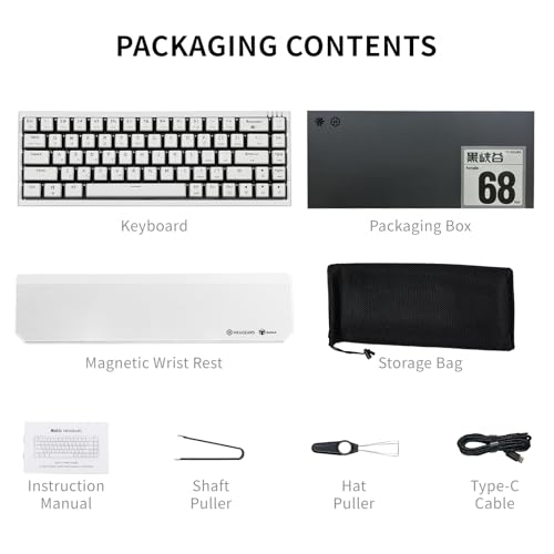 Hexgears X1 Pro Wireless Mechanica Keyboard, Tri-Mode Bluetooth/2.4G/USB-C, Hot-Swappable Clicky Switch Gaming Keyboard, Mini Compact White Backlit Keyboards with Wrist Rest - White - color: Panda-X1 Pro, size: Clicky