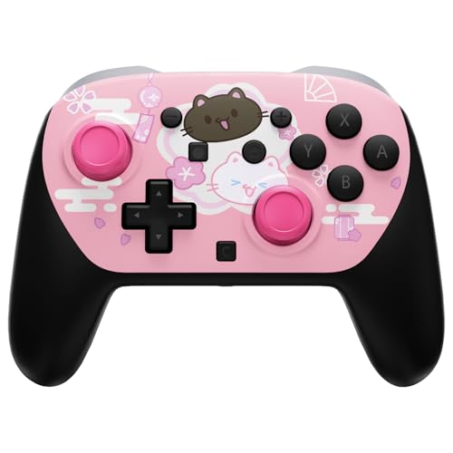 eXtremeRate DIY Replacement Faceplate Shell for Nintendo Switch 2 Pro Controller, Custom Front Housing Case, Thumbsticks and Screwdriver Tools for Switch 2 Pro Controller - Cherry Blossoms Kitten - color: Cherry Blossoms Kitten