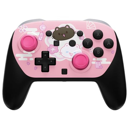 eXtremeRate DIY Replacement Faceplate Shell for Nintendo Switch 2 Pro Controller, Custom Front Housing Case, Thumbsticks and Screwdriver Tools for Switch 2 Pro Controller - Cherry Blossoms Kitten - color: Cherry Blossoms Kitten