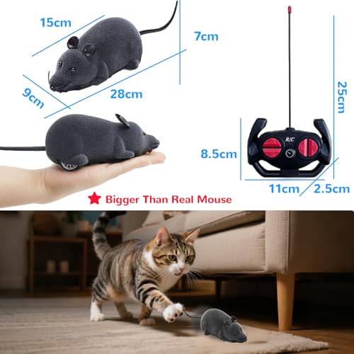 Remote Control Rat Mouse Cat Toy Realistic RC Fake Rat Mouse Toy Flocking Wireless Funny Chasing Electronic Interactive Cat Toys Prank Joke Scary Trick Rats for Cats Dogs Novelty (Grey) - color: Grey