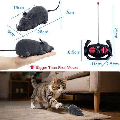 Remote Control Rat Mouse Cat Toy Realistic RC Fake Rat Mouse Toy Flocking Wireless Funny Chasing Electronic Interactive Cat Toys Prank Joke Scary Trick Rats for Cats Dogs Novelty (Grey) - color: Grey