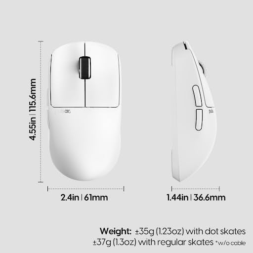 Pulsar Gaming Gears X2 Crazylight Wireless Gaming Mouse, Ultra Lightweight 1.23 oz (35g), Optical Switch, 32000 DPI, 750 IPS, XS-1 Sensor, 8k Compatible (Uyuni White) - color: Uyuni White, size: Mini, style: X2 CrazyLight