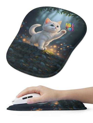 Adorable Kitty Cat Ergonomic Mouse Pad for Carpal Tunnel Pain Relief, 65% Usable Mouse Area, Memory Foam Concave Wrist Rest for Office, PC, Gaming - color: 07 Adorable Kitty