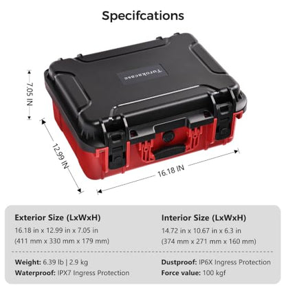 Baseball Card Storage Box, Extra Large Graded Card Case, Hard Carrying Case | Waterproof Slab Case for Graded Cards with 8 Dividers; Holds PSA, BGS, SGC, CGC, CSG Slabs, Top Loaders and Magnetic Holders. - color: Extra-Large Capacity / Black＆Red