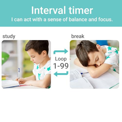 dretec My Routine Learning Timer, Timer, Countdown, Silence, Volume Switching Function, Up to 199 Minutes and 55 Seconds, Repeat, Interval Timer, Study Timer, Clock Function, Multiple Timer Settings, - color: 02.blue, style: Interval Timer