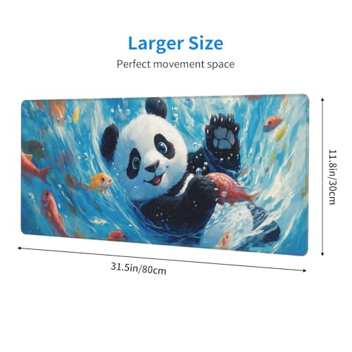 Cute Panda Mouse Pad XL Large Mousepad Non Slip Rubber Base Desk Mat for Laptop Computer Gaming 31.5" X 12" - color: Cute Panda