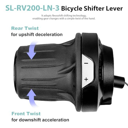 3 Speed Shifter SL-RV200-3L Bike Shifter Left Twist Shift Lever | Lightweight Design,Durable and Stable,3 Speed Shifter for Moutain Bike,Commuter Bike,Touring Bike - size: 3 speed/SL-RV200-LN-3S