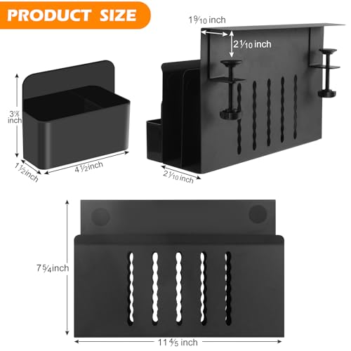 Desk Side Storage, 2 Tier Steel Hanging Organizer, No Drill Side Desk Organizer, Laptop Holder, with Pen Holder, For Office Supplies & Studio Essentials Black - size: 2Tier-B