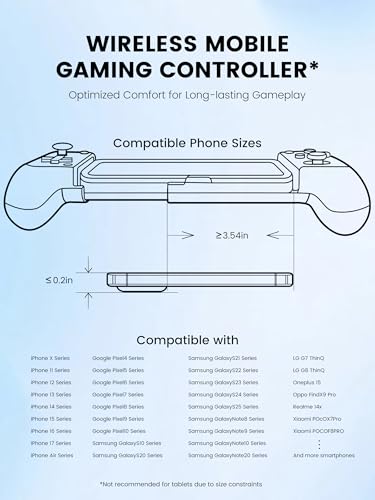Mocagen MC1 Phone Controller for iPhone & Android – Ergonomic Grip, Low Latency, Case Friendly, Bluetooth Mobile Controller with Hall Effect Joysticks, Portable Travel Companion for Car/Leisure(Blue) - color: Blue